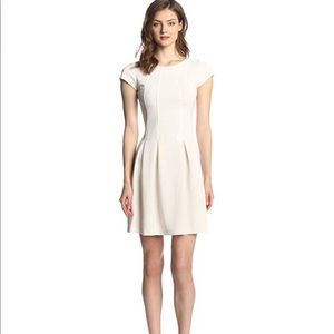 Taylor ivory Short-Sleeve Solid Fit-&-Flare Dress